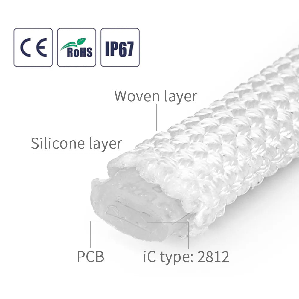 ruban led flexible violet vert orange maille fine ip67 60leds/m smd intelligent 3000 6500k