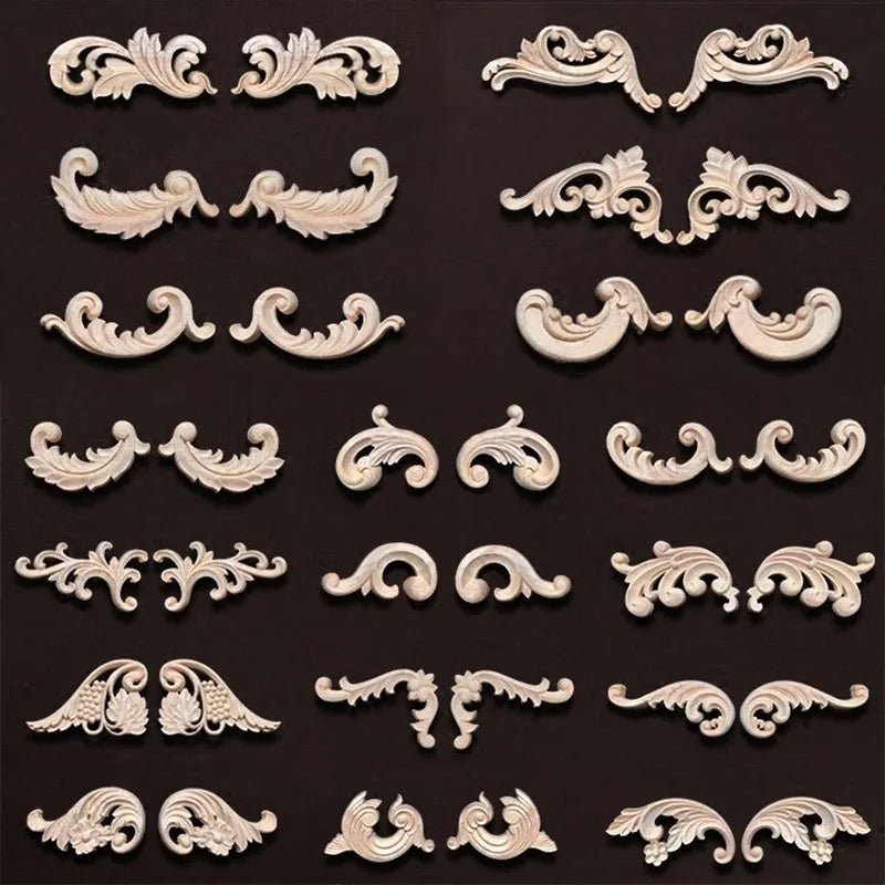 appliques decoratives bois ornements floraux blanc creme baroque deco maison