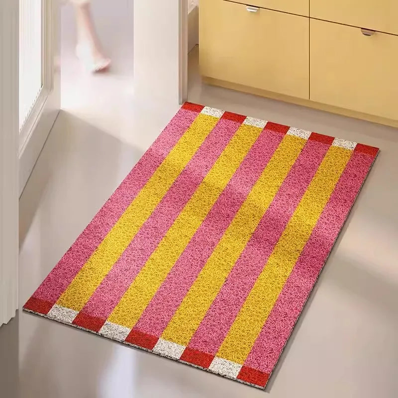 tapis moderne antidérapant pvc rayures violet vert jaune rouge bleu noir blanc extérieur couloir