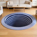tapis bleu gris effet 3d illusion optique antidérapant salon chambre coucher mini