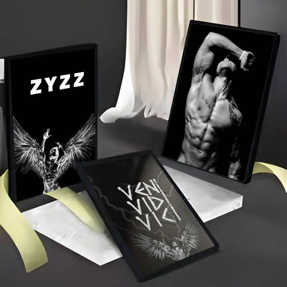 affiches homme musclé ailes zyzz veni vidi vici noir blanc moderne minimaliste papier cadre