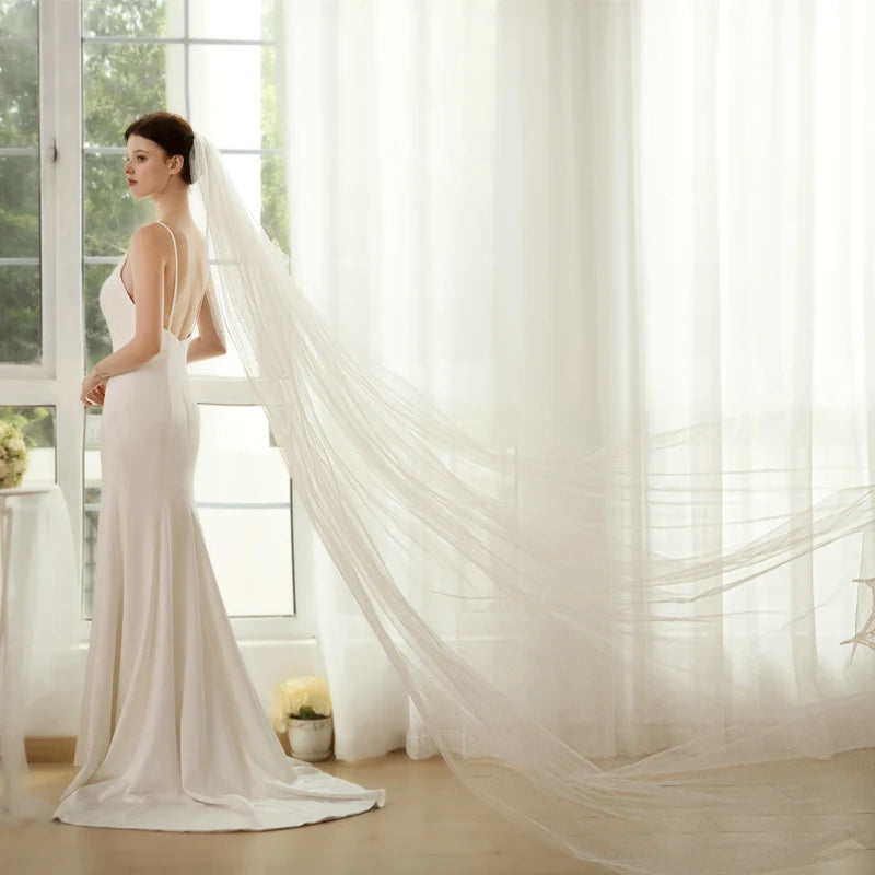 voile mariée deux couches tulle transparent classique blanc ivoire adult female