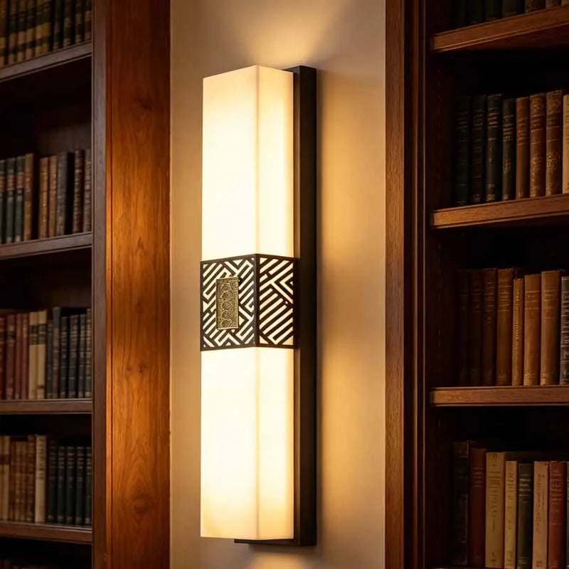 lampe murale moderne acier inoxydable blanc noir texture marbrée motif géométrique led 45cm 12cm