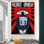 affiches pop art révolutionnaires géorges orwell 1984 graphiques abstrait oeil stylisé rouge noir beige
