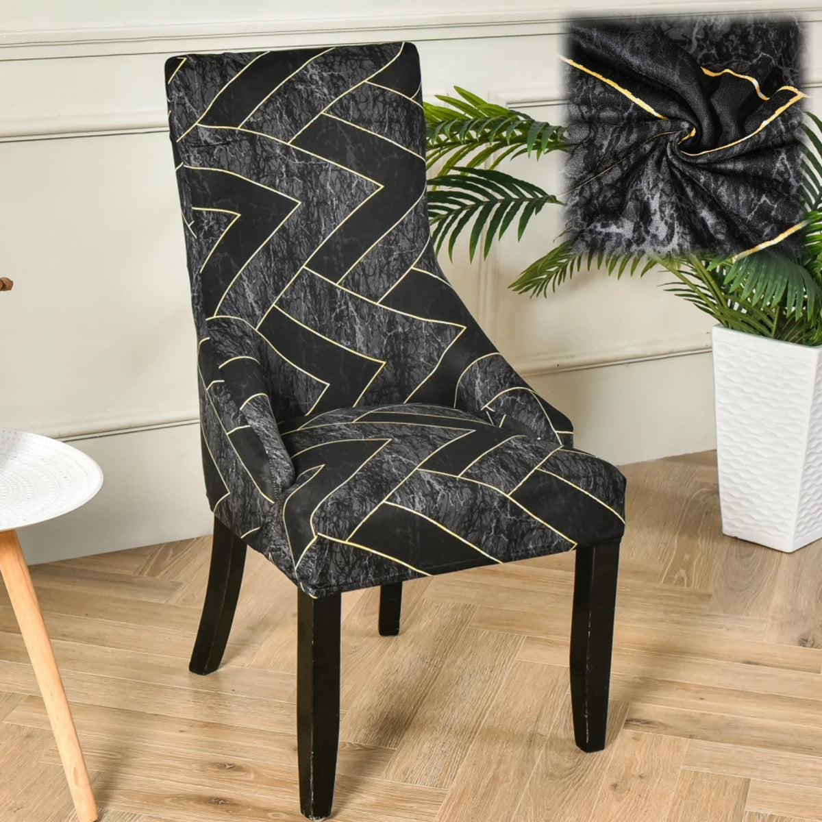 housse chaise velours extensible imprimé floral fauteuil salle manger moderne décoration