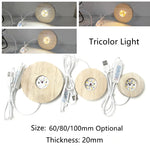 bases lumineuses décoratives modernes bois naturel couleurs variées télécommande optionnelle led usb blanc chaud
