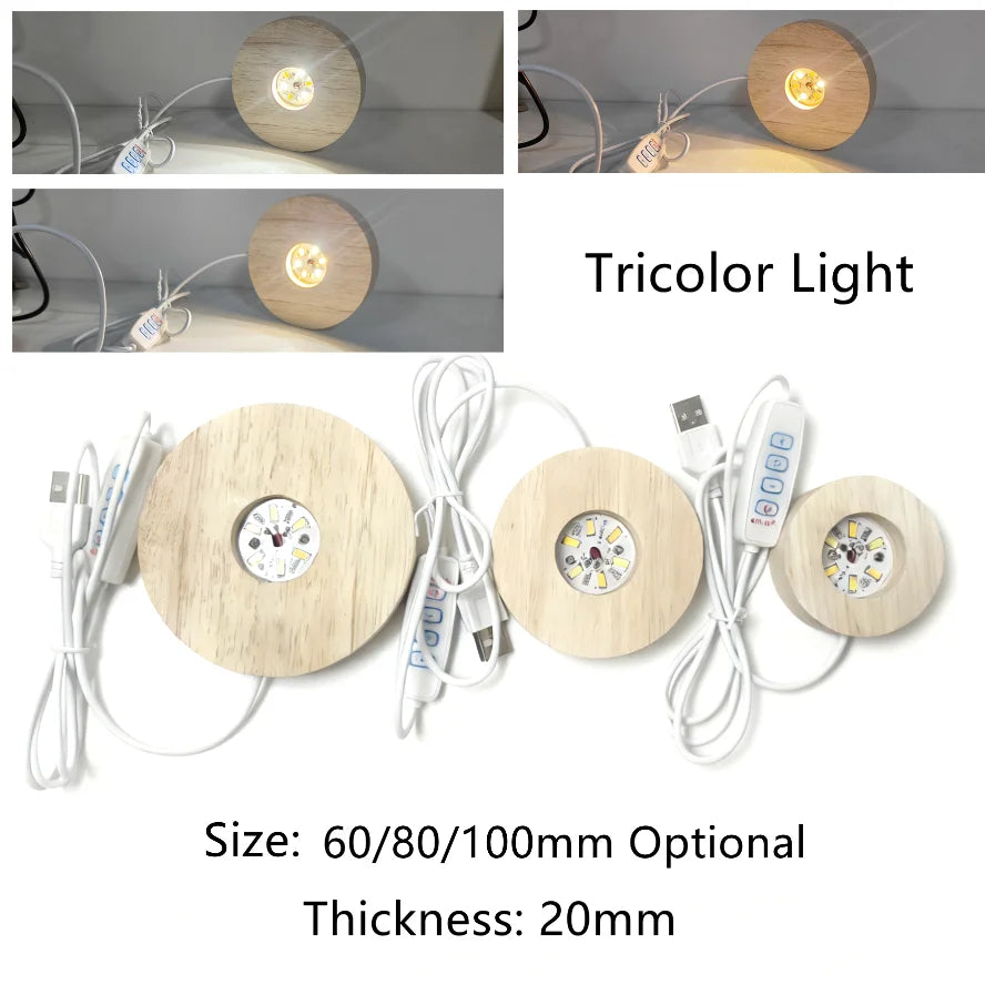 bases lumineuses décoratives modernes bois naturel couleurs variées télécommande optionnelle led usb blanc chaud