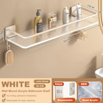 étagères murales salle bain blanc modernes adhésives sans perçage aluminium acrylique double niveau minimaliste