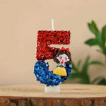 bougies numériques forme chiffres paillettées rouge bleu jaune blanc princesse anniversaire décoration gâteau festive