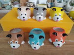 cache pots animaux mignons porc chien renard hérisson bleu rose gris orange blanc opacité