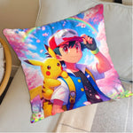 taies d'oreiller imprimées pikachu pokémon décoratives pop art cartoon lit voiture 45x45 cm