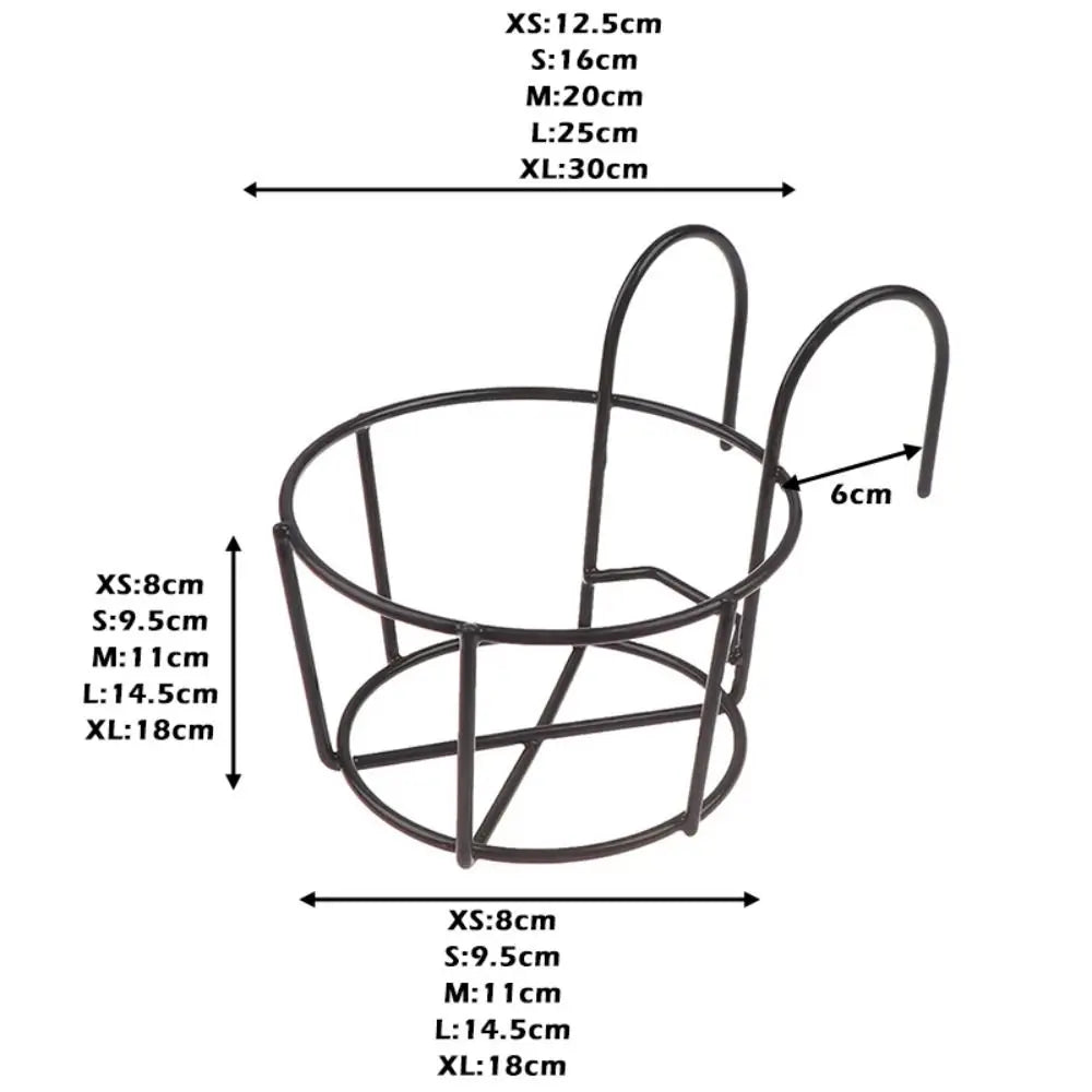 support fleurs suspendu noir blanc grille circulaire minimaliste crochets fixations pots fleurs métalextérieurintérieur