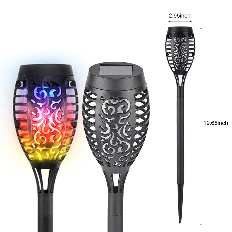 lumière solaire flamme moderne noire ornementale fixée piquet patio extérieur