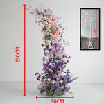 arches décoratives florales artificielles violettes roses romantiques mariageintérieur bouquets fleurs variées texturées