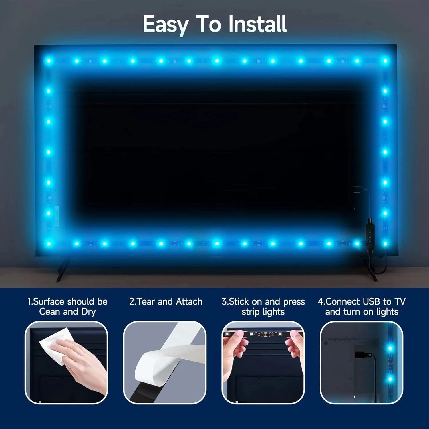 Ruban LED TV RGB Bluetooth USB 5V - Décoration chambre