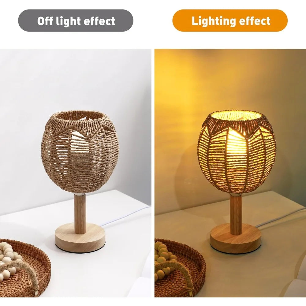 lampe suspendue rustique tressée rotin naturelle boho chic salon chambre e27