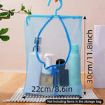 sac rangement suspendu filet transparent rose bleu blanc multiple poches cosmétique toile