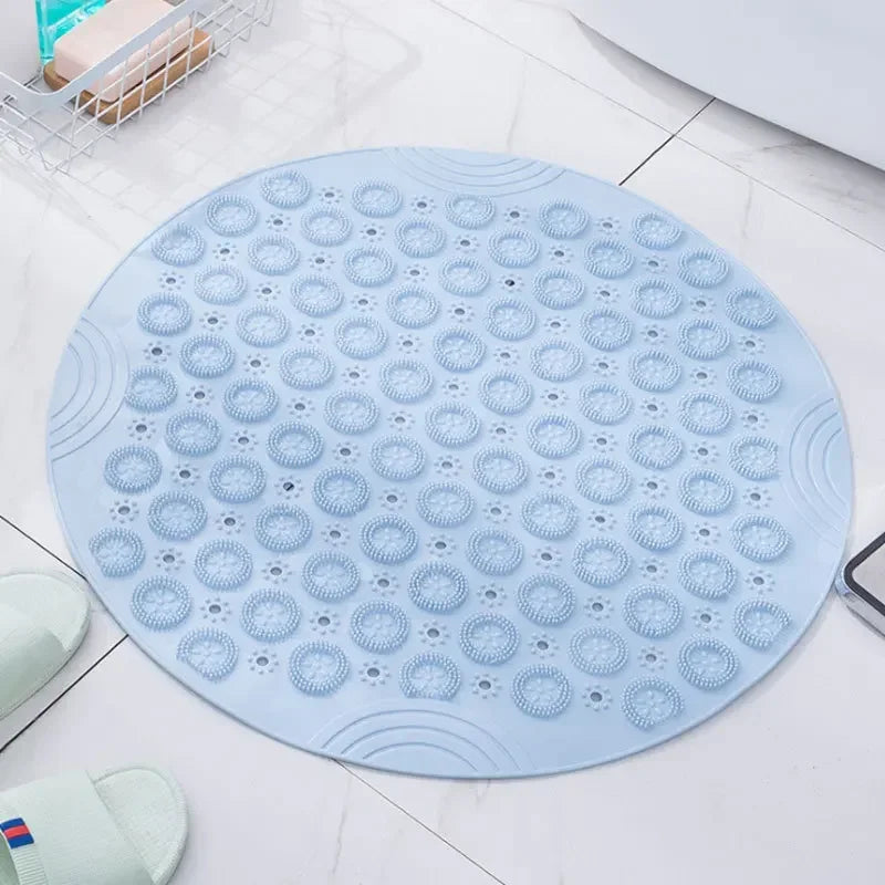 tapis bain circulaire texturé gris bleu vert moderne bordure relief 30cm 30cm