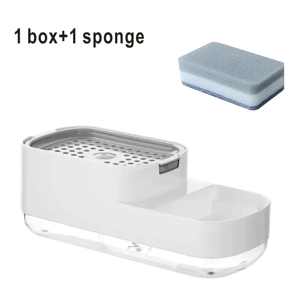 distributeur savon mousse blanc moderne support éponge pompe couvercle compartimentOpaque