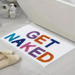 tapis bain moderne lettres GET NAKED noir blanc épais humeur 60x90cm respectueux environnement