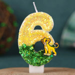 bougies numériques animales paillettes lion jaune vert anniversaire enfant festive