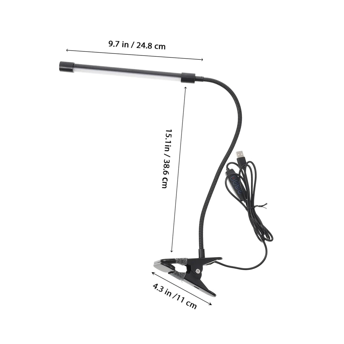 lampe moderne led pinces modes 10 niveaux luminosité adaptateur usb blanc noir