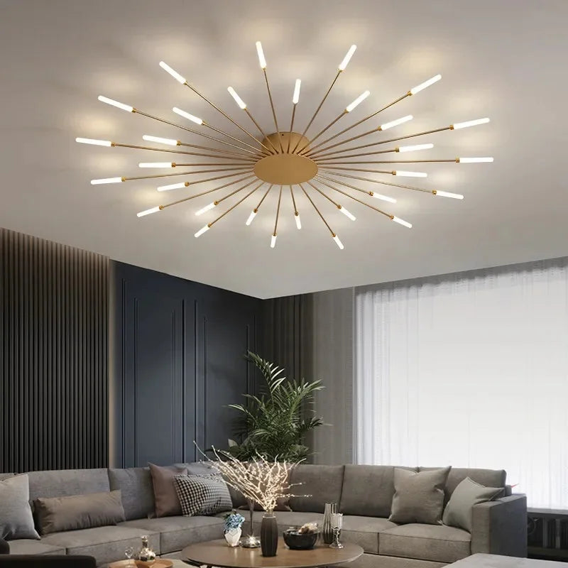 plafonnier moderne or noir lumineux éclairage quotidien acier certifié ccc 249 2000 lumens
