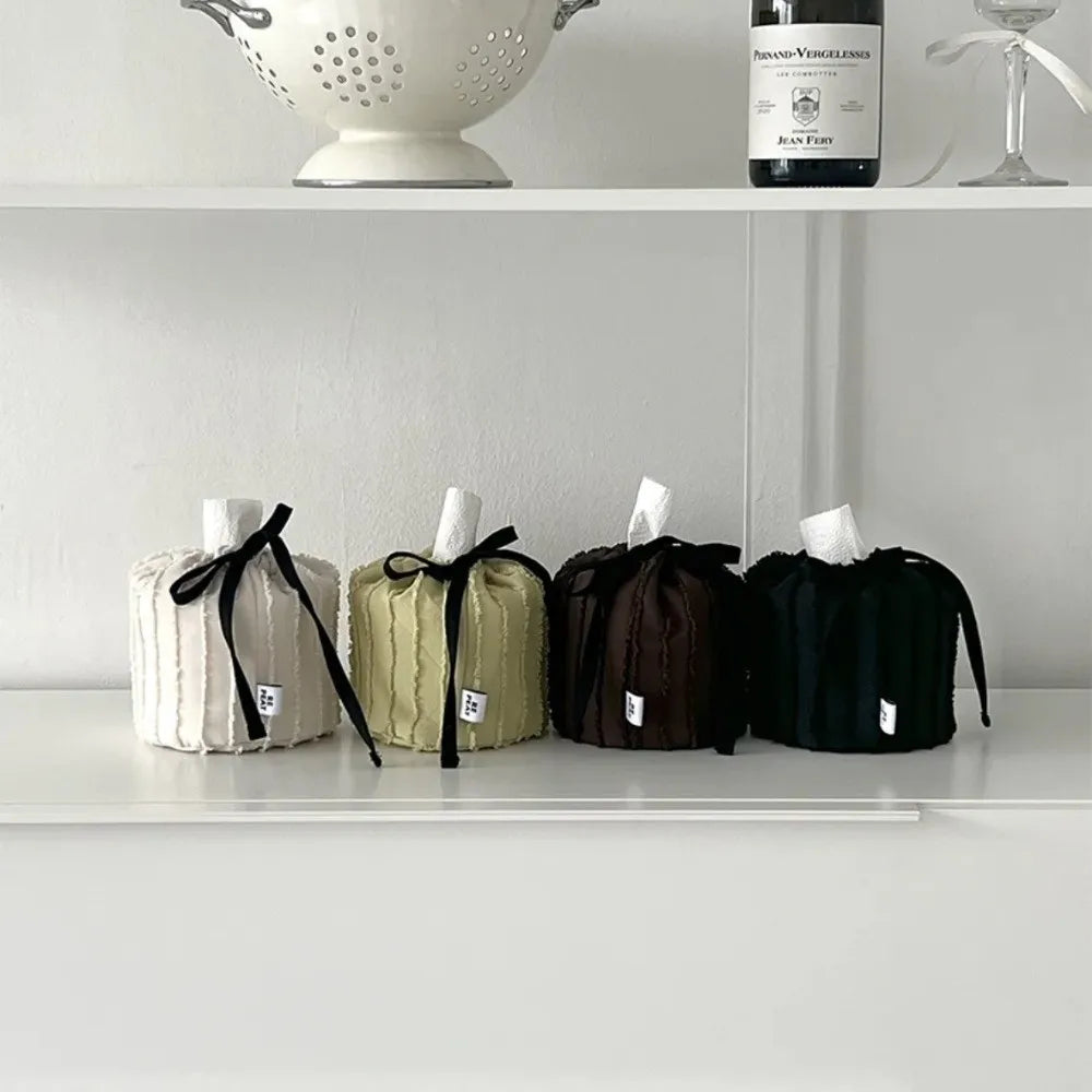 boîte mouchoirs moderne rayées noir blanc marron élégante ruban réglable
