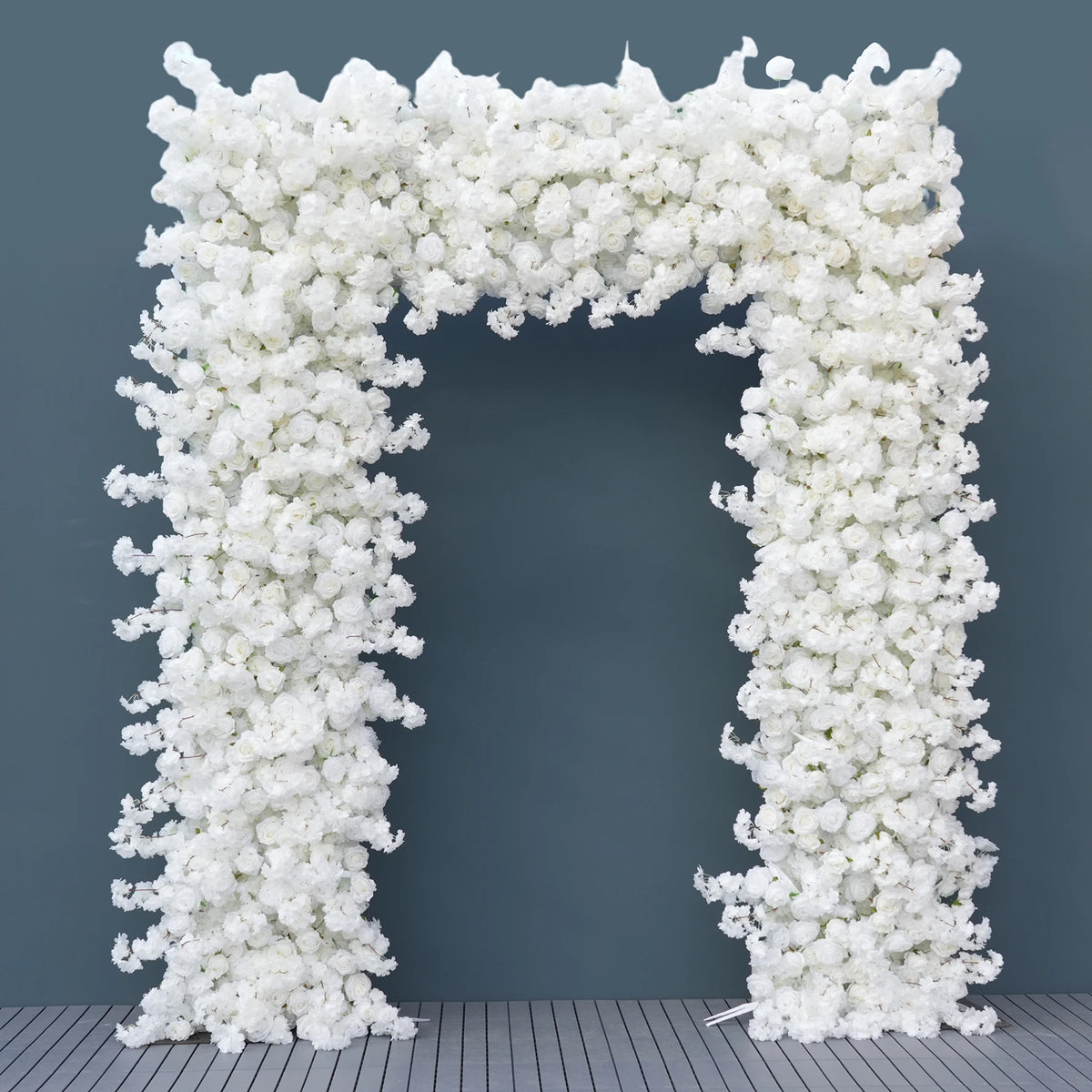 arche décorative mariage fleurs artificielles blanc rose clips chaînes extérieur classique événement anniversaire