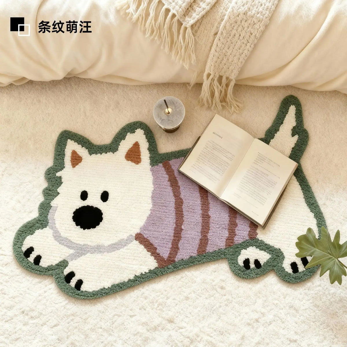 tapis bain antidérapant peluche motif chien chat décoratif doux salle bain maison
