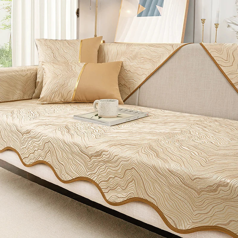 Couvre-lit douillet avec imprimé ondulé décorant élégamment un intérieur cosy et raffiné.