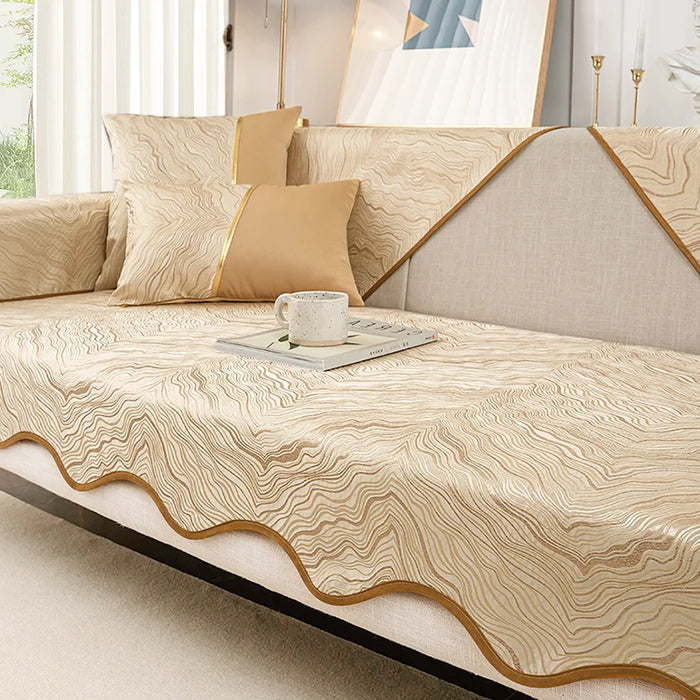 Couvre-lit douillet avec imprimé ondulé décorant élégamment un intérieur cosy et raffiné.