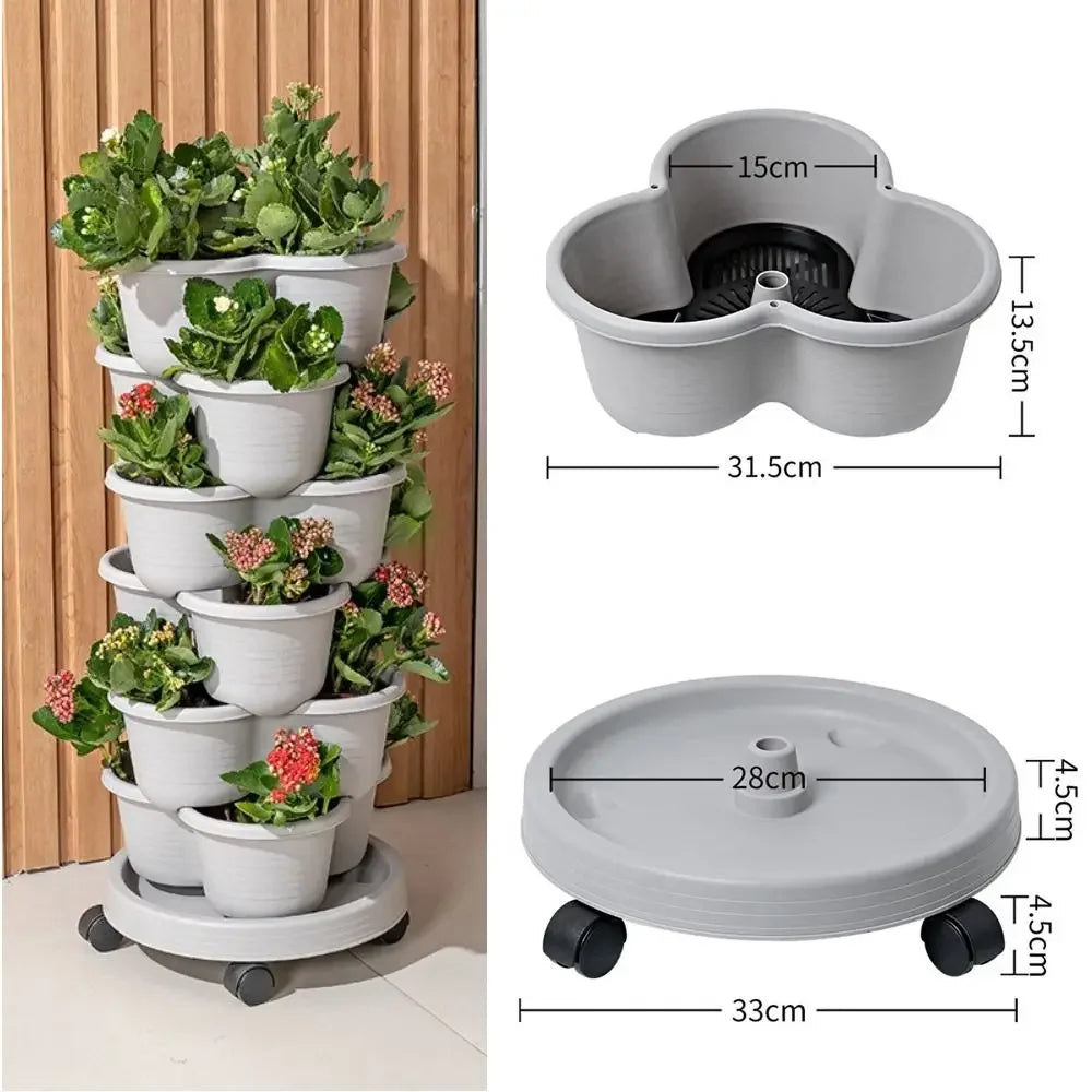 bac fleurs modulable vert foncé moderne bac fleurs plastique lisse empilable roulettes maison jardin