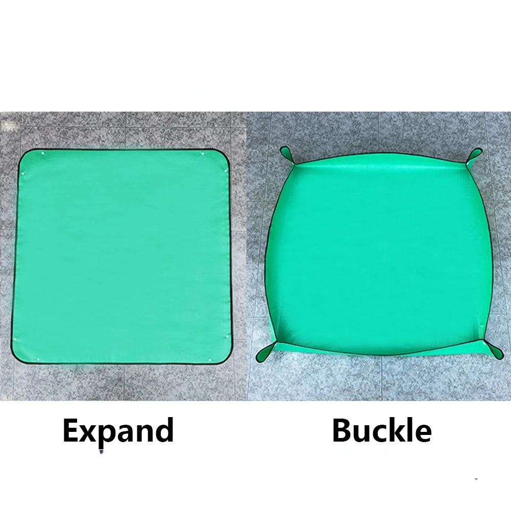 tapis jardinage pliable réutilisable doublure panier pe vert turquoise noir blanc utilitaire texture points