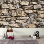 papier peint mur rustique pierres naturelles beige gris anniversaire mariage baptêmeextérieurintérieur
