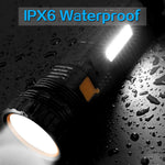 lampe torche solaire rechargeable led noire bleue orange ipx6 waterproof multifonctionnelle banque