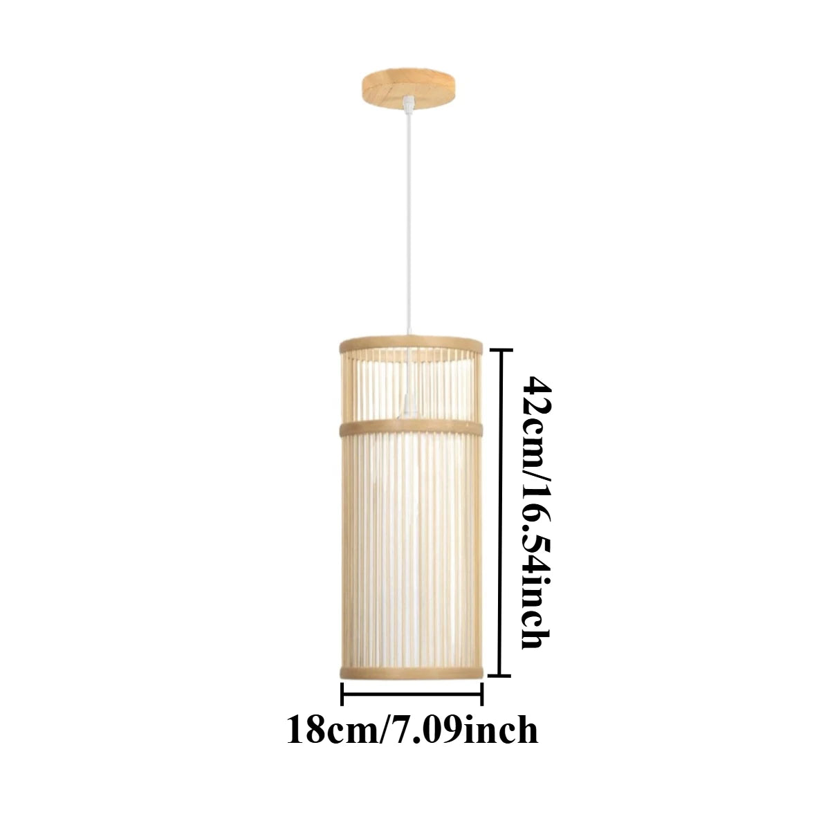 suspension lumineuse bambou rayures horizontales moderne oriental marron clair beige
