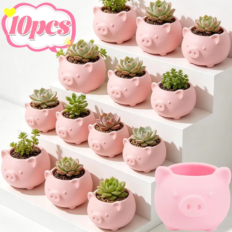 pots fleurs forme cochon rose clair succulentes décoration créative maison animaux jardinière mignonne