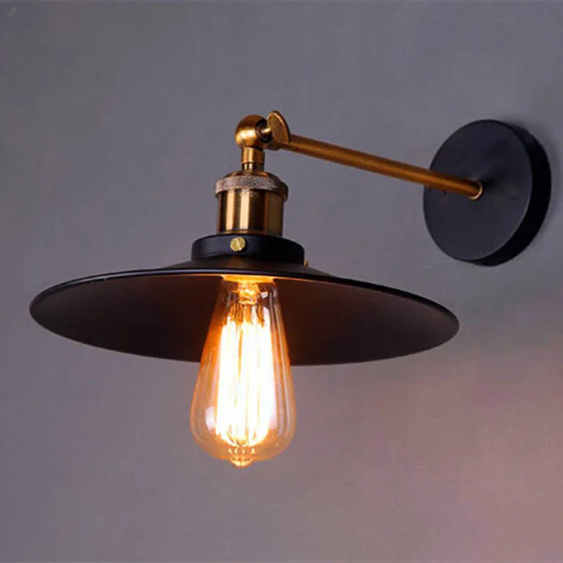 lampe murale industrielle noir ampoule filament éclairage quotidien cuisine chambre mat doré fixée mur