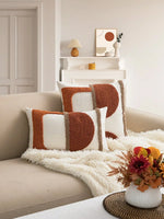 taies d'oreiller géométriques orange blanches contemporaines 45x45 cm 30x50 cm