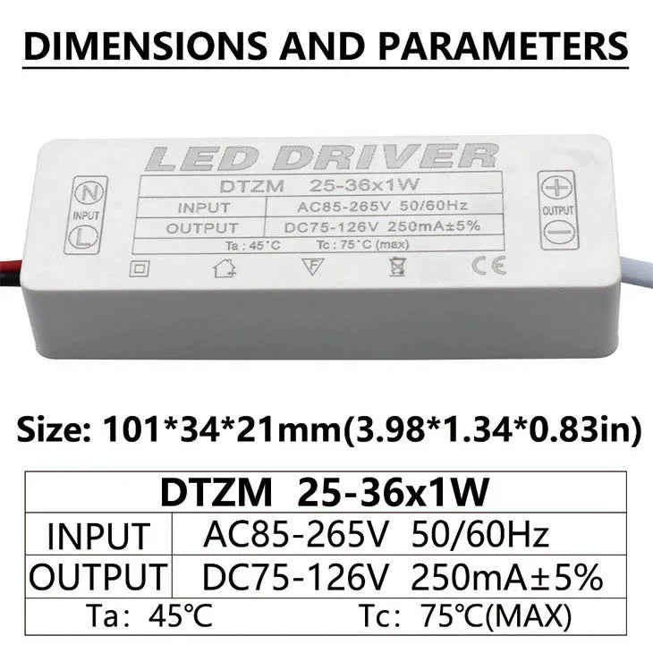 transformateur alimentation led 250ma 300ma 12v 24v 36v isolation stable électronique blanc connecteurs