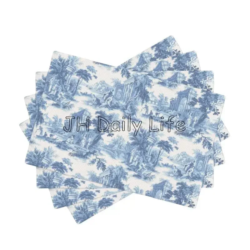 serviettes table toile jouy bleu clair classiques résistantes 12x18 pouces vintage