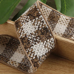 ruban carreaux polyestère noir blanc marron vert rose bleu clair tissé rustique double face