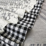 rideau valance gingham dentelle bleu blanc rose blanc noir blanc gris blanc rustique vintage