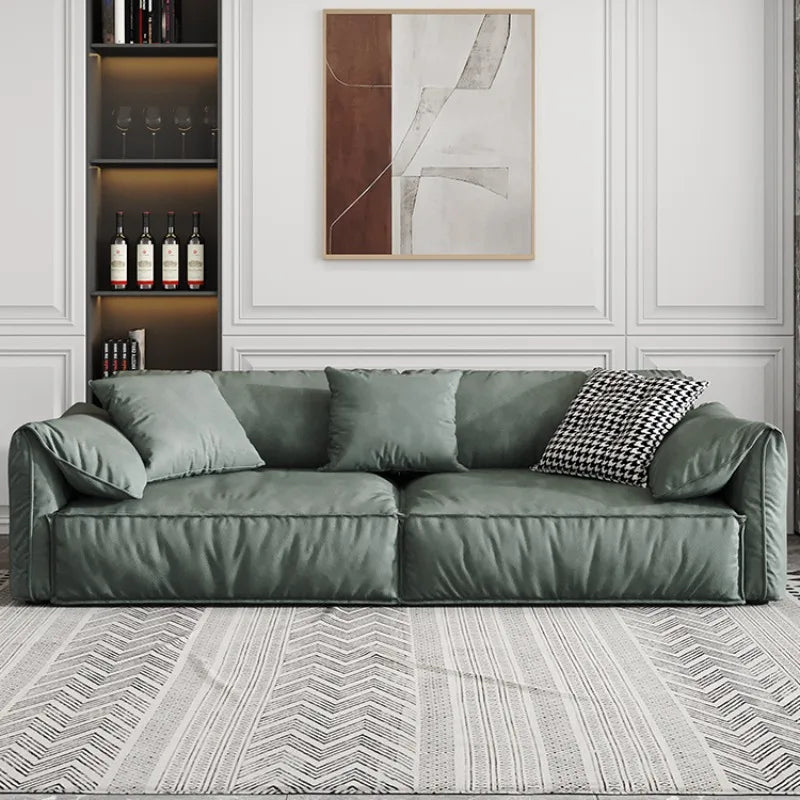 canapé sectionnel velours vert olive moderne contemporain coussins confortables salon