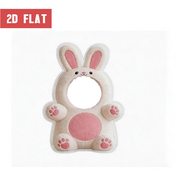 coussin personnalisable forme lapin blanc rose oreilles roses pattes roses sourire mignon moderne amovible