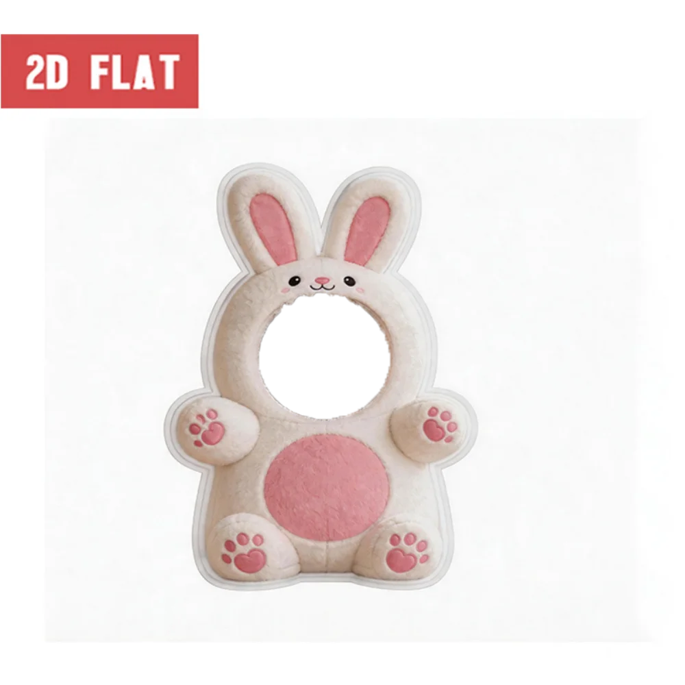 coussin personnalisable forme lapin blanc rose oreilles roses pattes roses sourire mignon moderne amovible