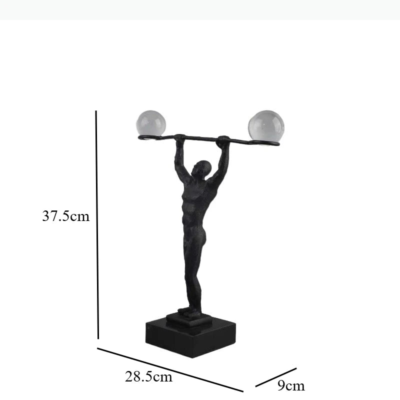 sculpture décorative moderne noir transparent figure humaine musclee sphères lisses maison art deco