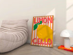 affiche pop art citron stylisé rayures horizontales couleur or verte chambre salon sans cadre