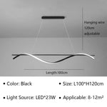 suspension lumineuse moderne ondulé noir blanc fixations chaines
